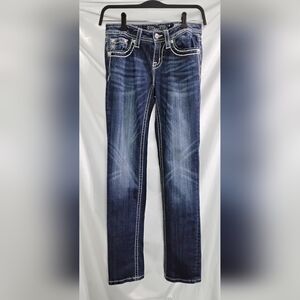 Miss Me Girls Youth Size 14 Skinny Blue Jeans Embellished